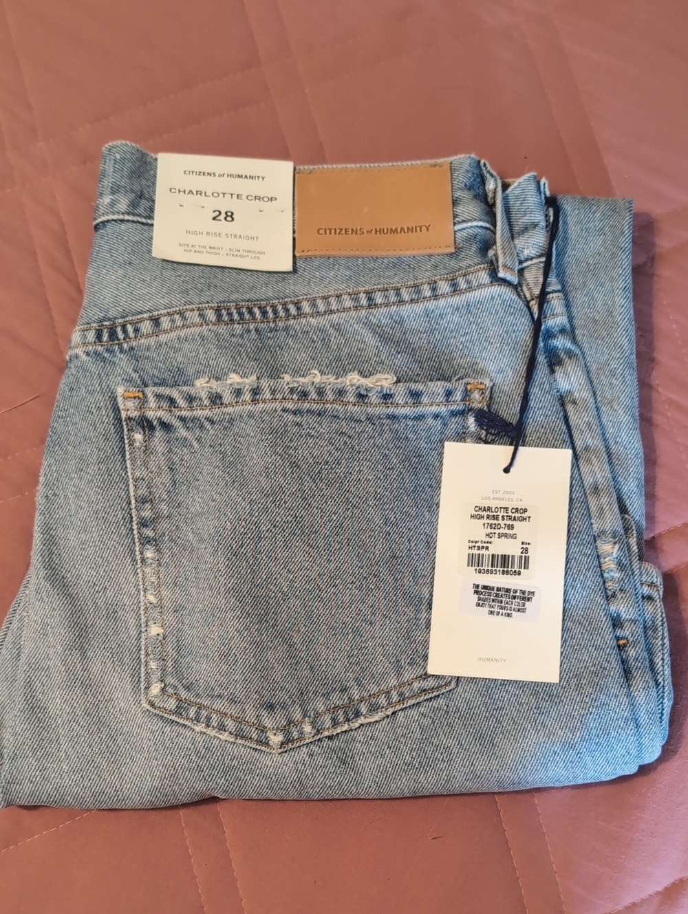 Citizens of Humanity Charlotte Crop High-Rise Straight Jeans — Light Blue NWT